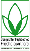 Qualtätszeichen "Überprüfter Fachbetrieb Friedhofsgärtnerei"